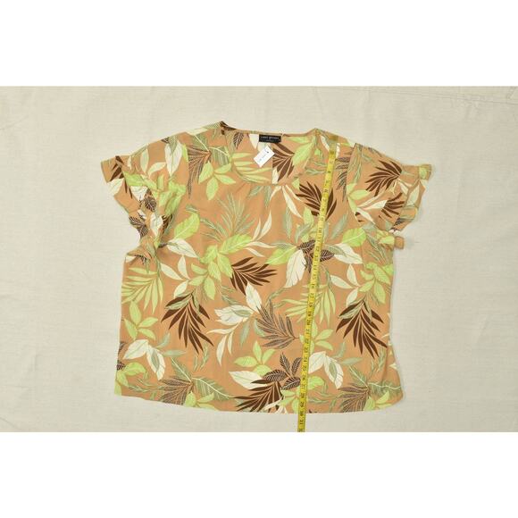 NEW Lane Bryant Plus Size 26 Brown Tropical Leaf Top Blouse Polyester - Picture 3 of 8
